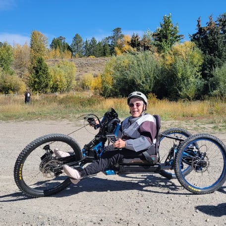 Jones on a cycling excursion in Jackson Hole, Wyoming.