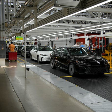 The ultimate stage of final assembly at Toyota Motor Manufacturing Kentucky in Georgetown, Ky., Wednesday, Oct. 1, 2025.