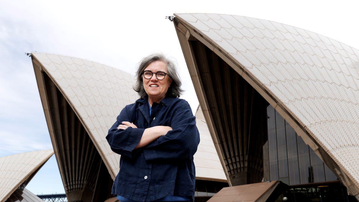 Rosie O'Donnell arrives in Australia ahead of her "Common Knowledge" show at the Sydney Opera House on Oct. 6, 2025.