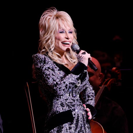Dolly Parton speaks onstage at Dolly Parton's Threads: My Songs In Symphony World Premiere at Schermerhorn Symphony Center on March 20, 2025, in Nashville.