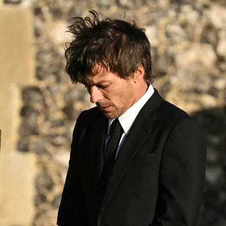 Louis Tomlinson attends the funeral service of One Direction singer Liam Payne on Nov. 20, 2024.