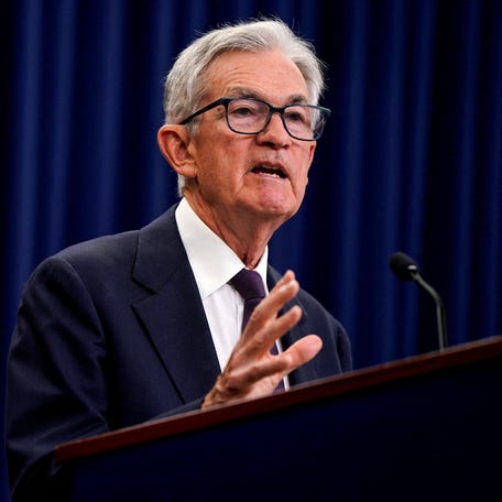 FILE PHOTO: U.S. Federal Reserve Chair Jerome Powell speaks during a press conference, following the issuance of the Federal Open Market Committee's statement on interest rate policy, in Washington, D.C., U.S., September 17, 2025. REUTERS/Elizabeth Frantz/File Photo
