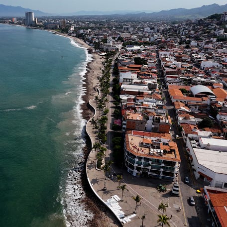Aerial view of the seashore of Puerto Vallarta, Jalisco, Mexico on August 10, 2024. (Photo by ULISES RUIZ / AFP) (Photo by ULISES RUIZ/AFP via Getty Images)