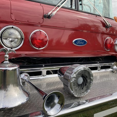 The front side of Lee Chapman's 1990 Ford firetruck.