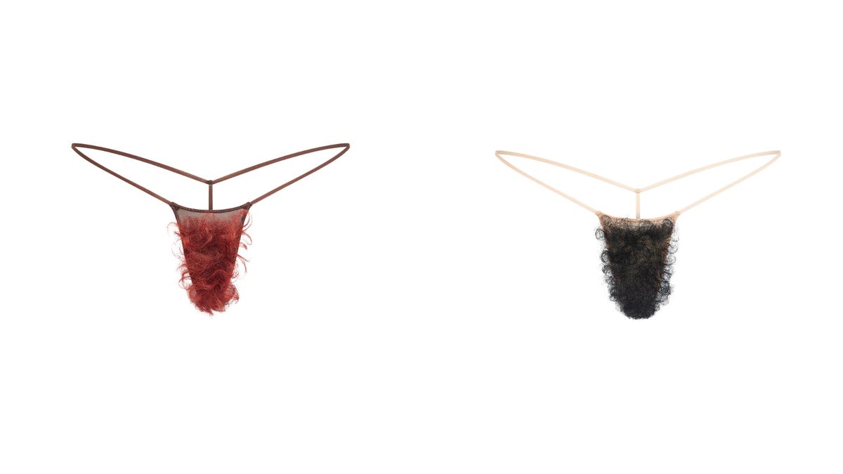 Kim Kardashian's Skims just dropped thongs with fake pubic hair. Yes, really.