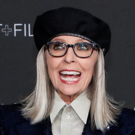Diane Keaton poses at the LACMA Art+Film Gala in Los Angeles on Nov. 6, 2021.