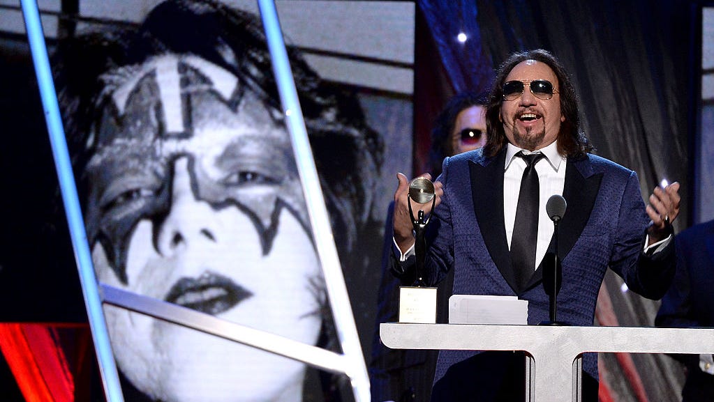 Ace Frehley of KISS speaks at the 29th Rock And Roll Hall Of Fame Induction Ceremony at Barclays Center in New York in 2014.