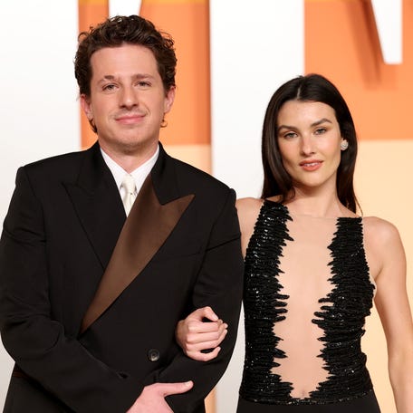 Charlie Puth and Brooke Puth attend the 2025 Vanity Fair Oscar Party at Wallis Annenberg Center for the Performing Arts on March 2, 2025, in Beverly Hills, California.