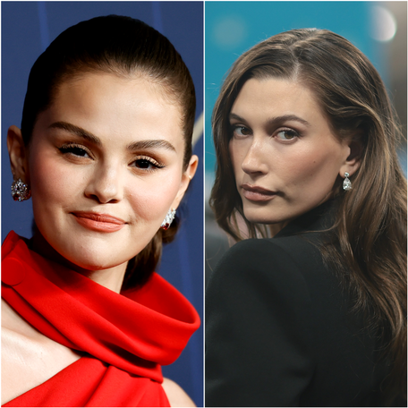 Selena Gomez at the 77th Primetime Emmy Awards at Peacock Theater on Sept. 14, 2025 in Los Angeles. / Hailey Bieber at the 2025 Met Gala on May 5, 2025 in New York City.