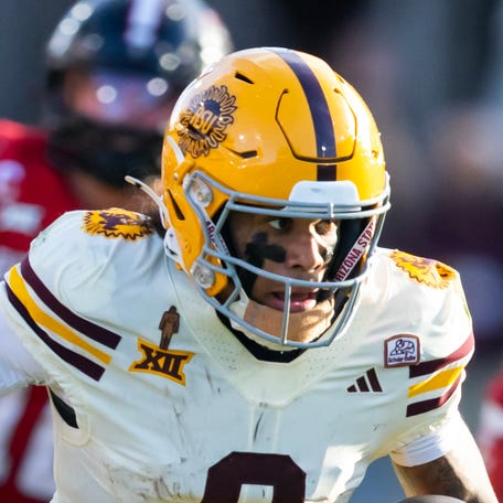 Arizona State Sun Devils wide receiver Jordyn Tyson (0) against the Texas Tech Red Raiders in the second half at Mountain America Stadium.