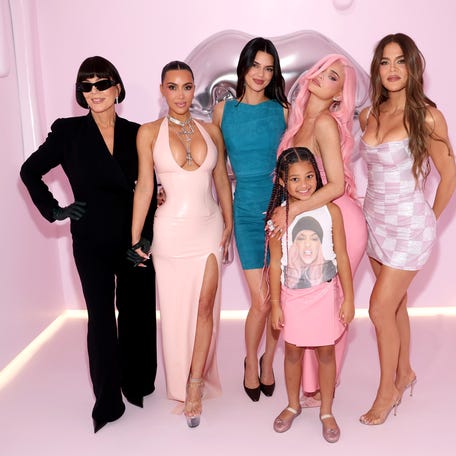 WEST HOLLYWOOD, CALIFORNIA - OCTOBER 17: (L-R) Kris Jenner, Kim Kardashian, Kendall Jenner, Stormi Webster, Kylie Jenner, and Khloé Kardashian attend Kylie Jenner's 10 Years of Kylie Cosmetics Celebration with Friends & Family on October 17, 2025 in West Hollywood, California. (Photo by Phillip Faraone/Getty Images for Kylie Cosmetics)