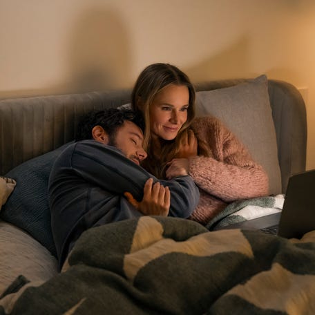 Adam Brody as Noah and Kristen Bell as Joanne in Season 2 of "Nobody Wants This."