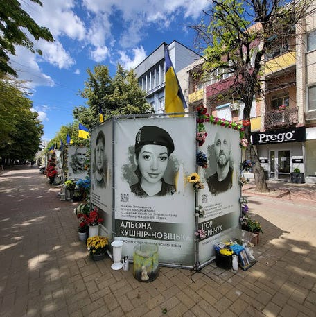 War memorial of loved ones in Khmelnytska, Ukraine, in June 2025.