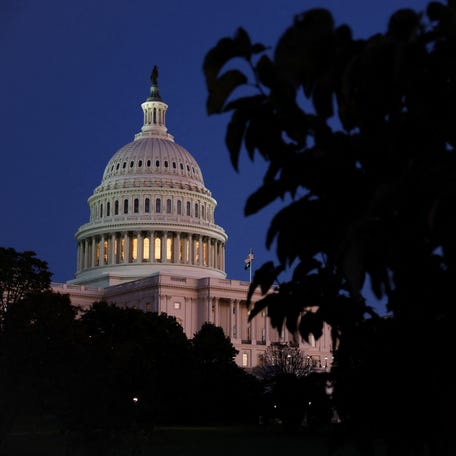 The U.S. Capitol building at dusk in Washington, D.C., U.S., October 20, 2025. REUTERS/Kylie Cooper