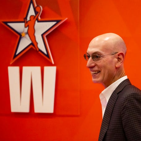 NBA commissioner Adam Silver arrives prior to the WNBA All-Star Game.