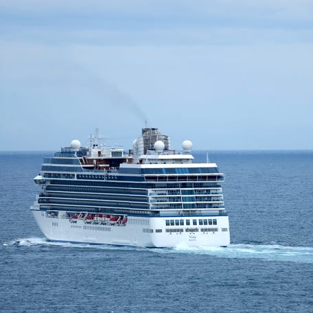 The Oceania Cruises Vista ship is seen leaving Monte Carlo in Roquebrune-Cap-Martin, France, April 10, 2024.