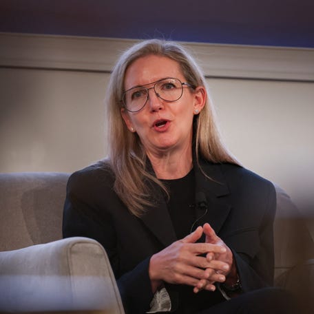 Julie Felss Masino, chief executive officer of Cracker Barrel, speaks during 13D Monitor's Active-Passive Investor Summit in New York City on Oct. 21, 2025.