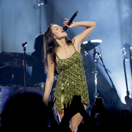 Olivia Rodrigo performs on stage during the American Express Platinum Card x Olivia Rodrigo Concert at Park Avenue Armory on Oct. 23, 2025, in New York City.