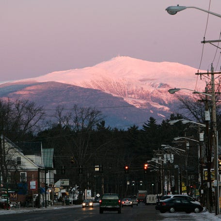 Mount Washington is seen from the valley in North Conway, New Hampshire.