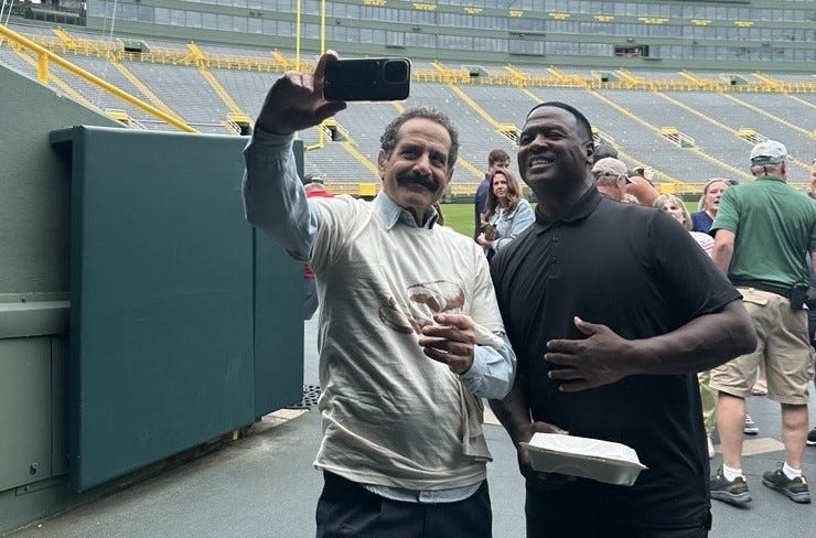 Image for For LeRoy Butler, joining Tony Shalhoub at Lambeau for 'Breaking Bread' was more than just a great grilled cheese