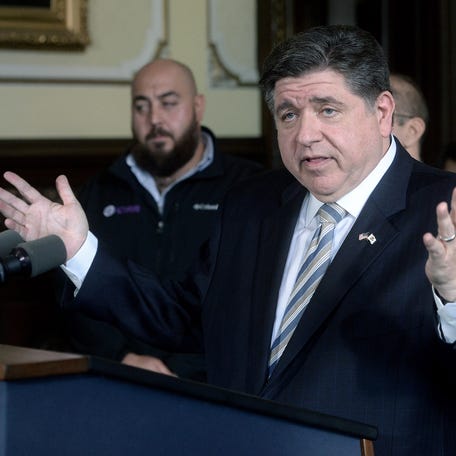 Gov. JB Pritzker speaks at the Illinois state Capitol Thursday, Oct. 30, 2025.