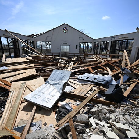 The destroyed Whitehouse Seventh-day Adventist Church, which was used as a shelter during the passage of Hurricane Melissa, is seen in the aftermath of the hurricane in White House, Westmoreland, Jamaica, on Oct. 31, 2025.