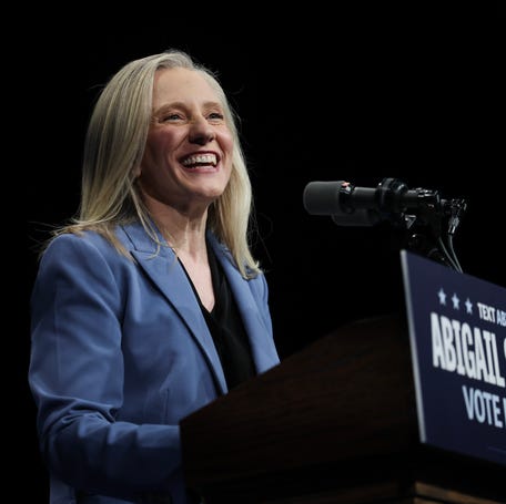 Virginia Democratic gubernatorial nominee Abigail Spanberger campaigns in Norfolk on Nov. 1, 2025.
