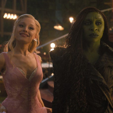 Ariana Grande (left) and Cynthia Erivo return as Glinda and Elphaba, respectively, in the musical sequel "Wicked: For Good."