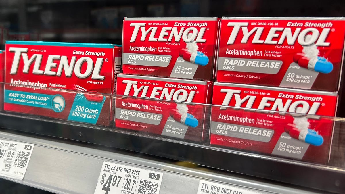 Tylenol packages are seen in a pharmacy in Houston, Texas, on Sept. 23, 2025.