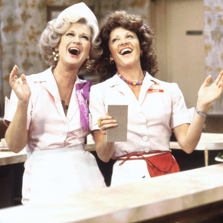 Diane Ladd, left, and Linda Lavin in a scene from the television show, "Alice", (Season 5), 1976-85.