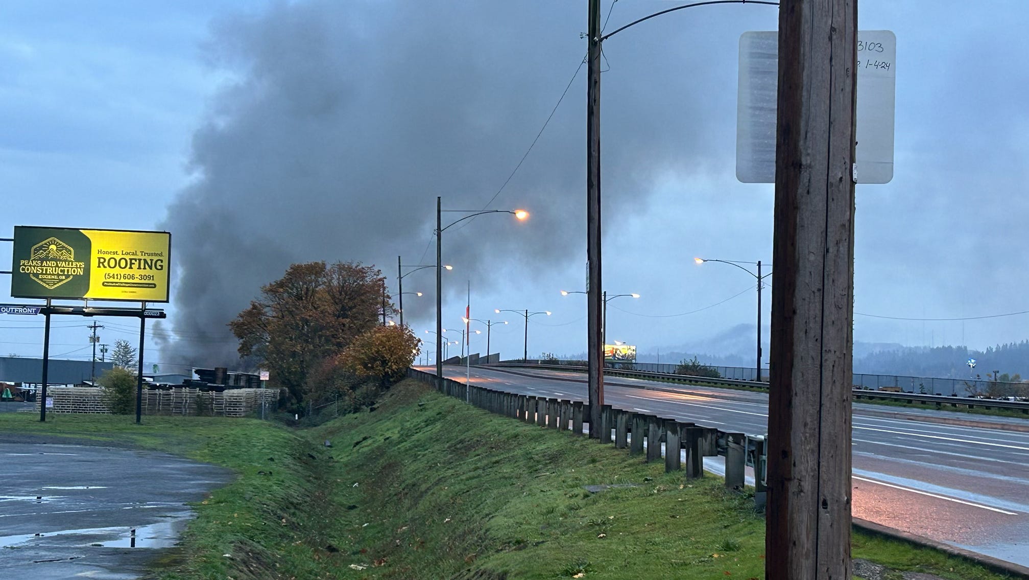 Large fire shuts down Highway 99