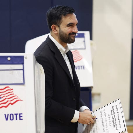 State legislator Zohran Mamdani, Democratic nominee for New York City mayor, votes in the Queens borough on Nov. 4, 2025.