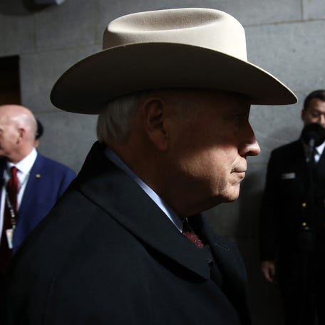 Former US Vice President Dick Cheney arrives on the West Front of the US Capitol on January 20, 2017 in Washington, DC. Donald Trump took the first ceremonial steps before being sworn in as the 45th president of the United States Friday -- ushering in a new political era that has been cheered and feared in equal measure.