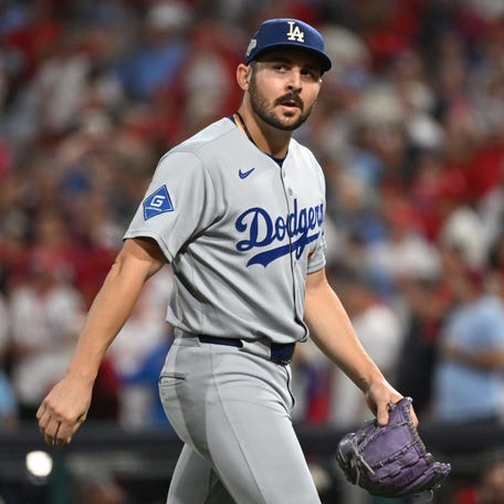 Los Angeles Dodgers pitcher Alex Vesia during the NLDS.