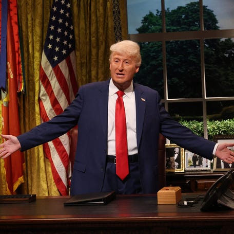 James Austin Johnson as President Donald Trump on "Saturday Night Live" on Nov. 8, 2025.
