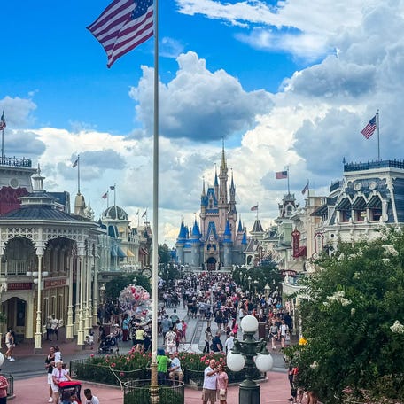 Disney World Magic Kingdom Main Street USA Town Square Atmosphere.