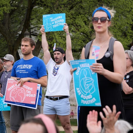 Activists rally on March 31, 2025, during the annual Transgender Day of Visibility, in Washington, D.C.