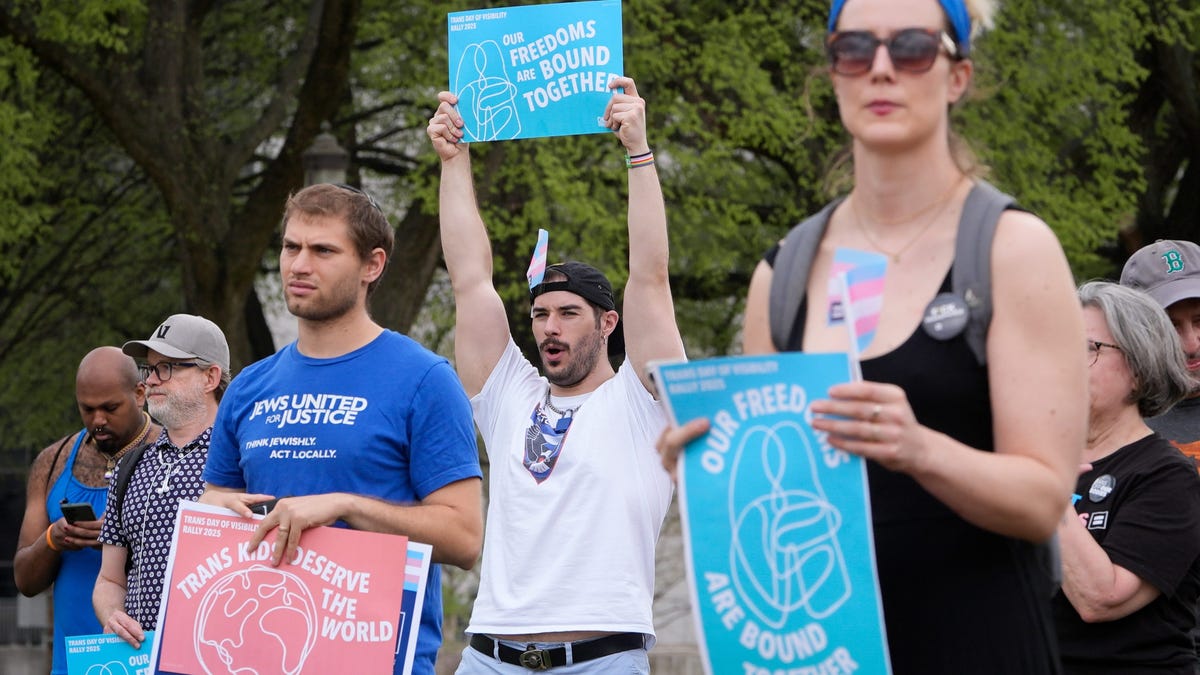 Activists rally on March 31, 2025, during the annual Transgender Day of Visibility, in Washington, D.C.