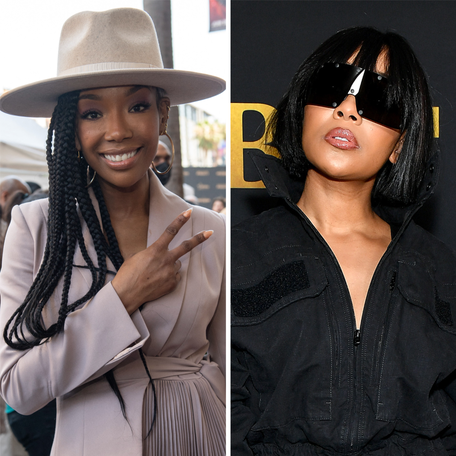 Brandy, left, and Monica were visited by a star-studded group of concertgoers for their Los Angeles show on Nov. 9, 2025.