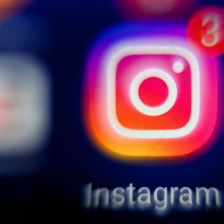 Instagram's logo on a tablet screen.