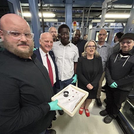 The last penny was stamped at the Philadelphia U.S. Mint during an event on Wednesday, Nov. 12, part of an effort to retire the coin that now costs more to produce than it is worth.