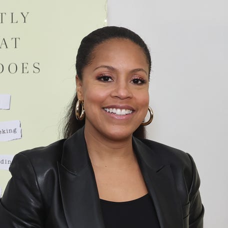 Sheinelle Jones attends the "Mostly What God Does" book presentation on Feb. 21, 2024, in New York City.