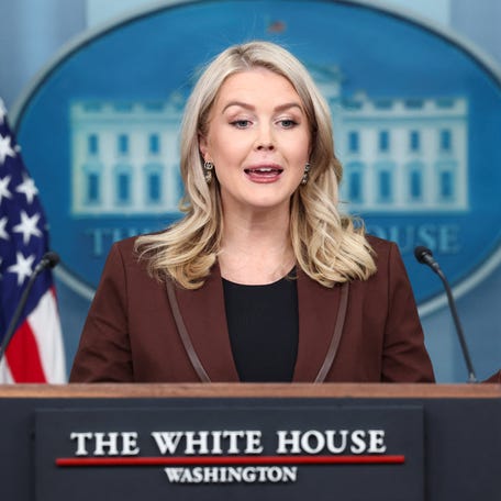 White House press secretary Karoline Leavitt speaks during a briefing at the White House in Washington, D.C., U.S., November 12, 2025.
