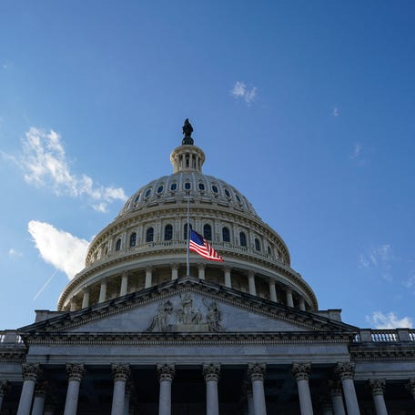 A U.S. flag flies at half staff at the U.S. Capitol in observance of the death of former Vice President Dick Cheney, on Capitol Hill in Washington, D.C., U.S., November 12, 2025.