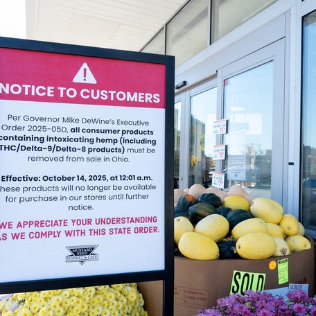 Mustard Seed Market, prepares for the 90-day ban on intoxicating hemp from Gov. Mike DeWine, at the West Market Street location in Akron on Oct. 10, 2025.