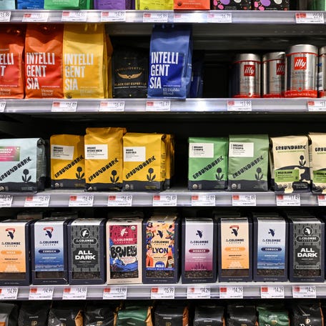 A variety of coffee beans are for sale at a grocery store in New York on April 8, 2025. The top US trade official defended US President Donald Trump's sweeping tariffs on nearly every other nation, telling US senators that with dozens of countries seeking a deal the strategy was "already bearing fruit." (Photo by ANGELA WEISS / AFP) (Photo by ANGELA WEISS/AFP via Getty Images)