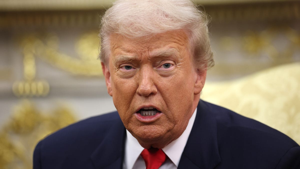 President Donald Trump speaks during a bilateral meeting with Crown Prince and Prime Minister Mohammed bin Salman of Saudi Arabia in the Oval Office of the White House on November 18, 2025 in Washington, DC.