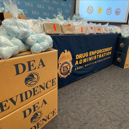 The Drug Enforcement Administration's Rocky Mountain Field Division confiscated about 1.7 million counterfeit fentanyl pills from a storage facility in Highland Ranch, Colorado. The seizure is the sixth-largest single seizure of suspected fentanyl pills in U.S. history.