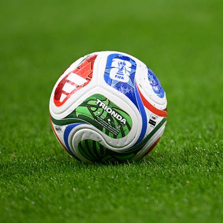 LEIPZIG, GERMANY - NOVEMBER 17: The official FIFA World Cup 2026 Adidas Trionda match ball on the pitch prior to the FIFA World Cup 2026 qualifier match between Germany and Slovakia at Red Bull Arena on November 17, 2025 in Leipzig, Germany. (Photo by Stuart Franklin/Getty Images)