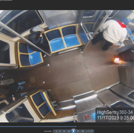 Lawrence Reed, 50, is seen on this still from surveillance footage on the Chicago Transit Authority Blue Line train on Nov. 17 during what authorities have called an "unprovoked and horrific" attack on a woman he allegedly set on fire.